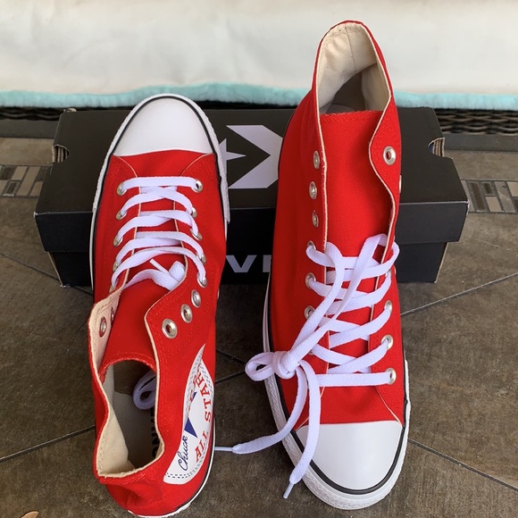 CONVERSE CTAS HI ENAMEL RED/WHITE/BLACK MENS - Picture 8 of 15